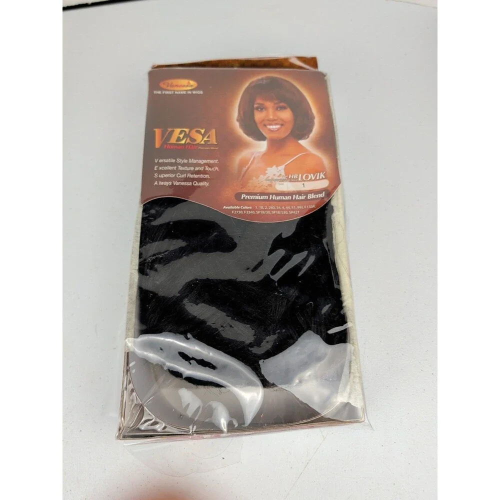 Vanessa VESA Premium Human Hair Blend Full Wig Show Color #1 Black Medium Length